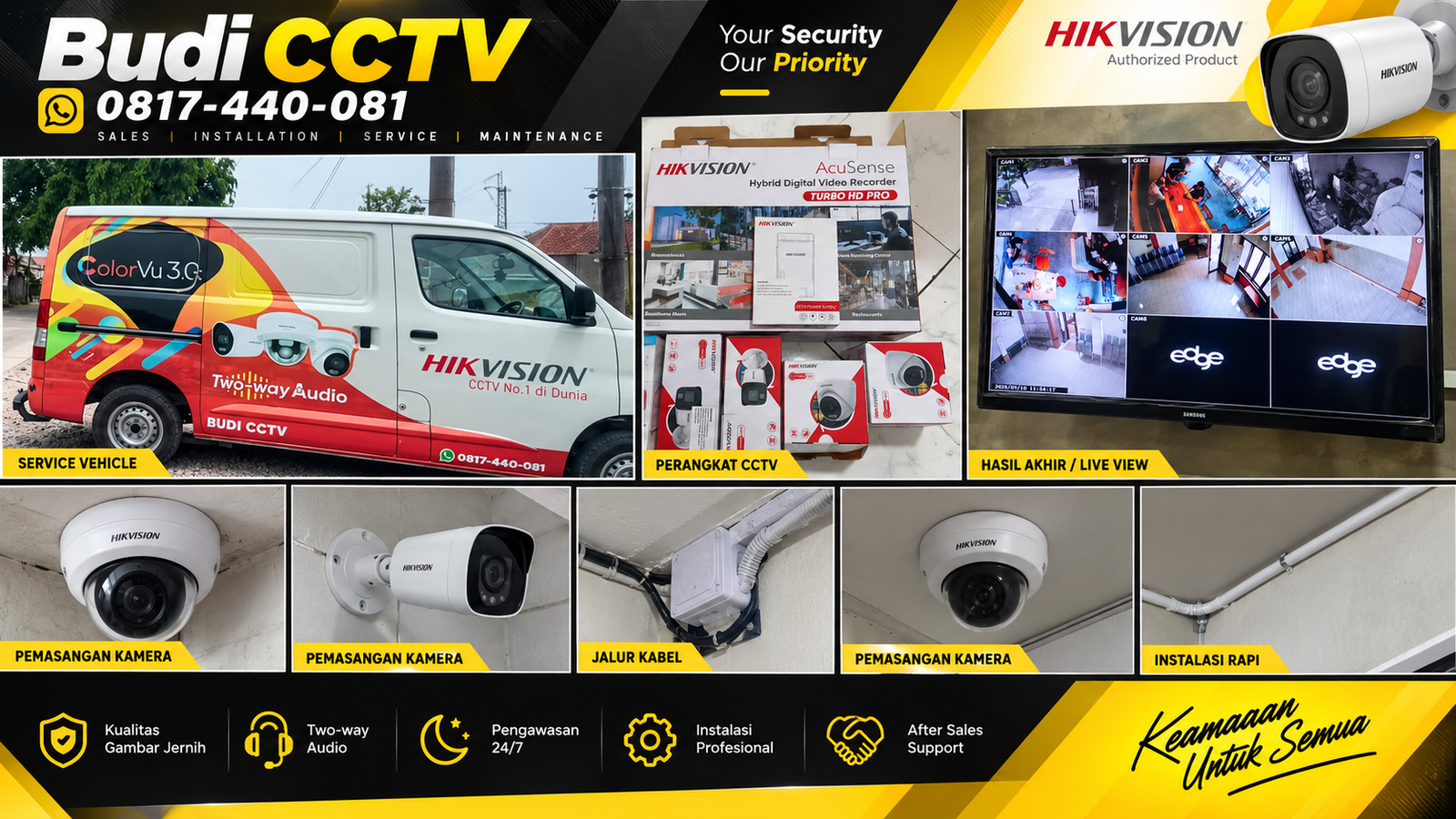 Instalasi CCTV Hikvision di Kafe Brebes, Terpasang Rapi dan Profesional
