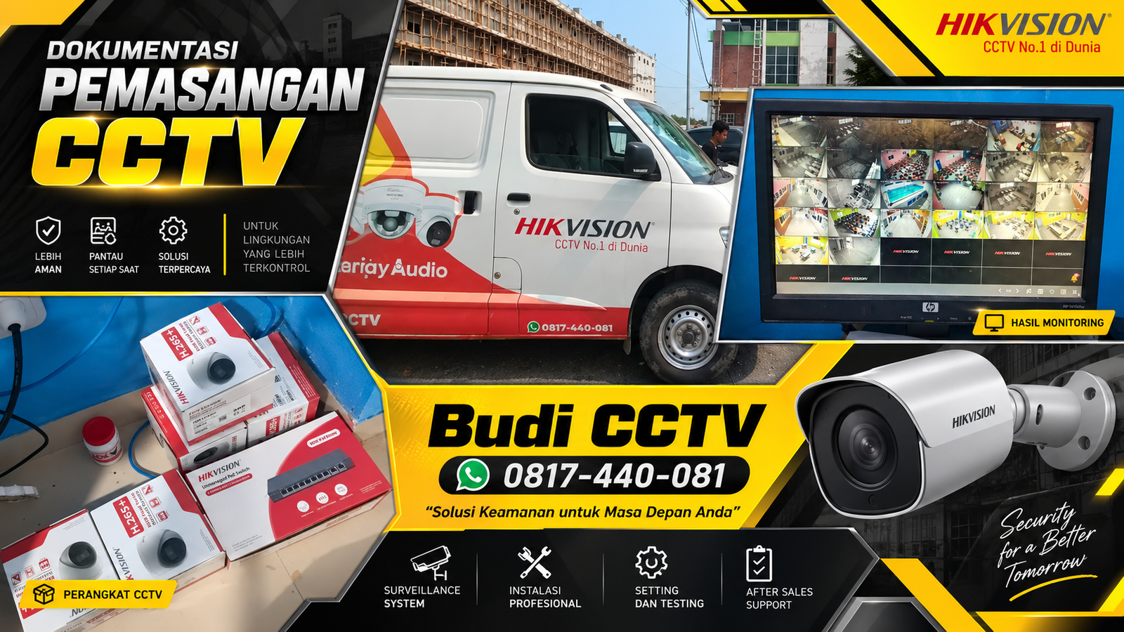 Instalasi CCTV Hikvision IP Camera di Sekolah Dasar Brebes, Rekaman Tersimpan Aman