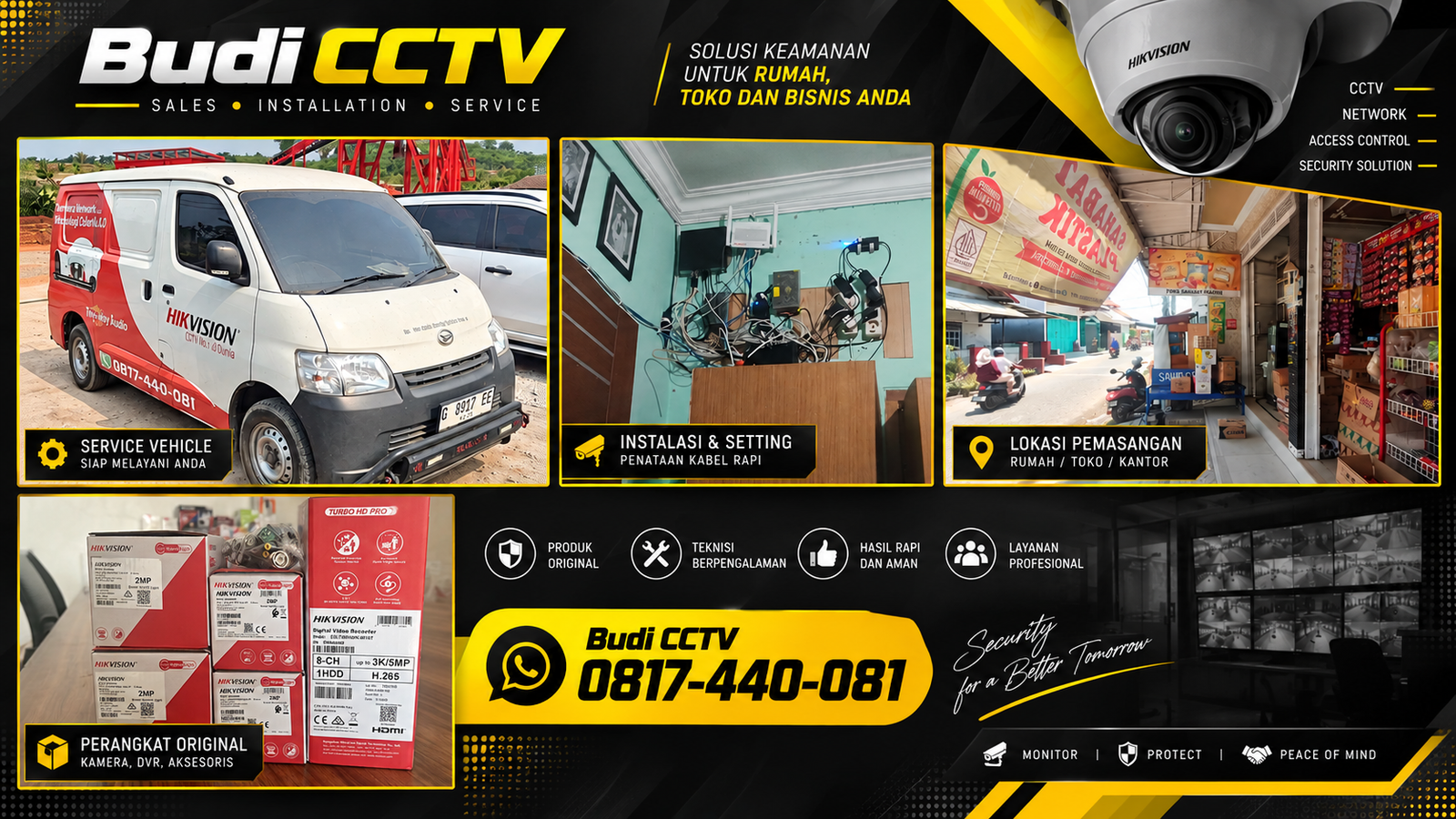 Instalasi CCTV Hikvision di Toko Sembako Brebes, Penyimpanan Rekaman Aman