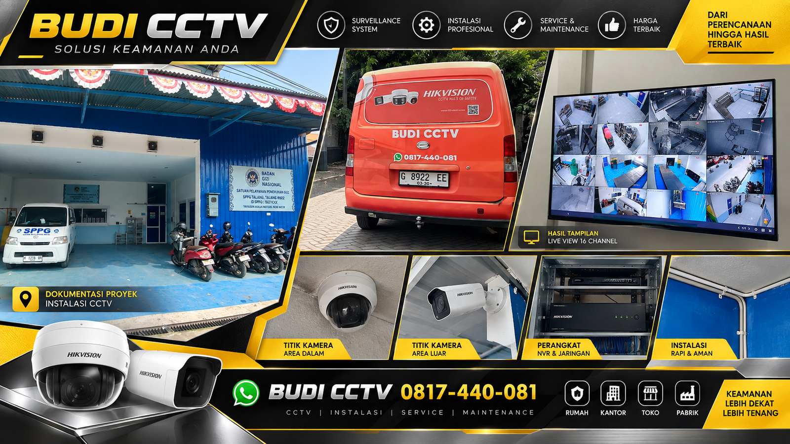 Instalasi CCTV Hikvision di SPPG Brebes, Jaminan Garansi Resmi