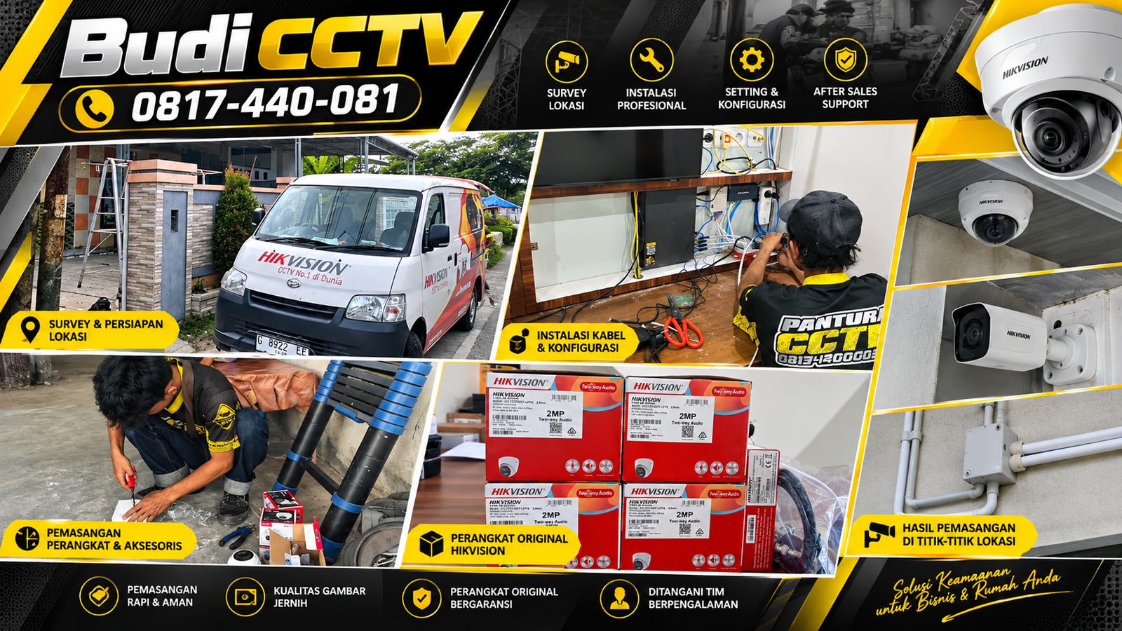 Instalasi CCTV Hikvision Two Way Audio di Rumah Brebes, Standar Garansi Resmi