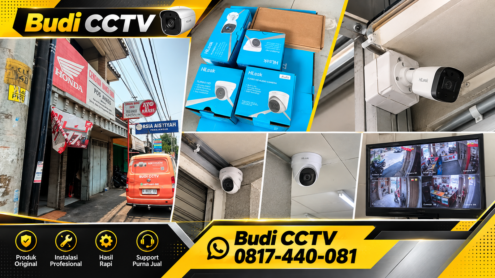 Instalasi CCTV Hilook di Brebes untuk Bengkel Motor dengan Keaslian Perangkat