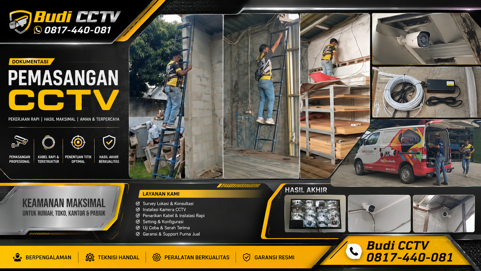Instalasi CCTV Hikvision Smart Hybrid Light ColorVu 8 Channel 2MP di Toko Besi Brebes