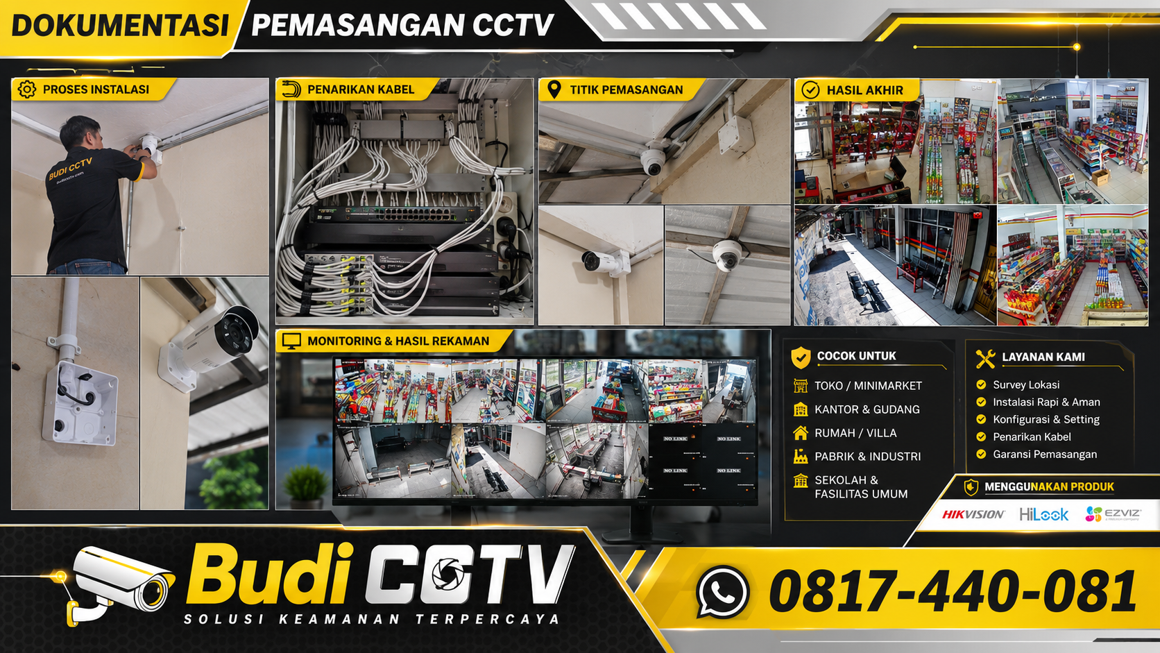 Pasang CCTV di Brebes, Instalasi HiLook IP Camera di Toko Adinda
