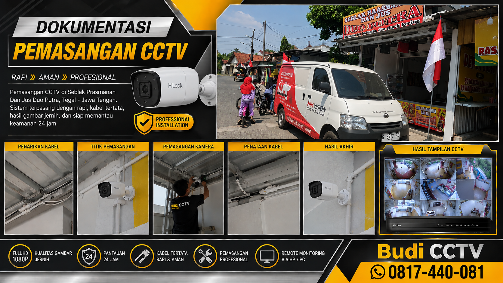 Pemasangan CCTV HiLook Warung Seblak di Tegal, Jangan Asal Pilih CCTV